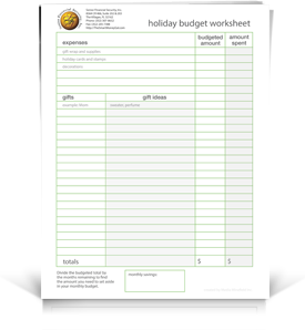 SFS Holiday Budget Worksheet